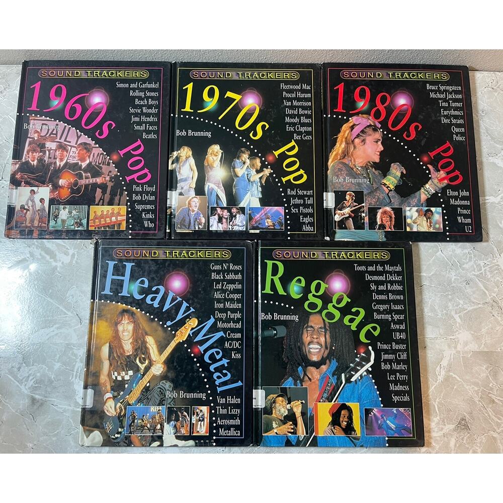 Bob Brunning Sound Trackers Music Series Hardcover 6 Book Lot Pop, Metal, Reggae